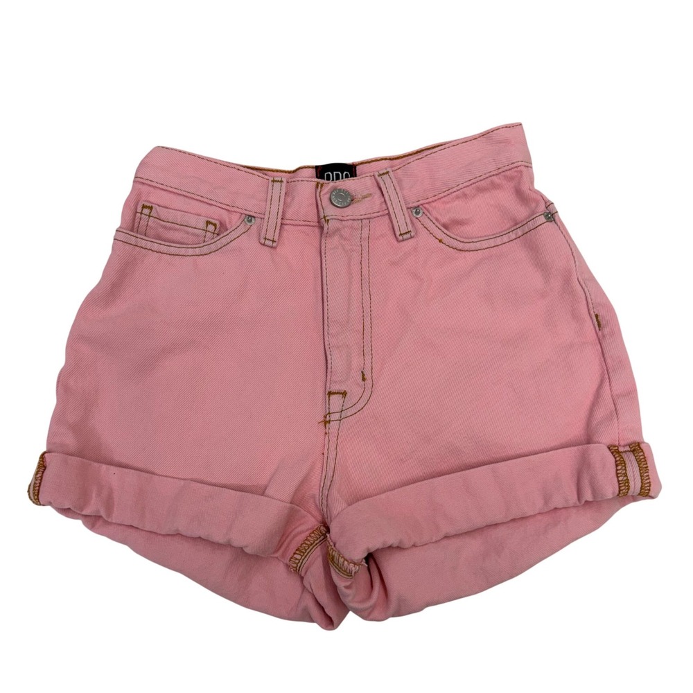 BDG Urban Outfitters Pink High Rise Mom Denim Shorts Size 24 Cuffed Hem EUC
